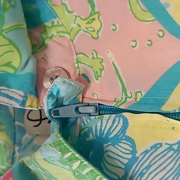 Lilly Pulitzer Pastel Patchwork Print Jacket - Blue, Pink, Yellow, Green - Picture 5 of 12